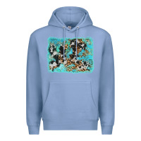 Colony Blue turquoise cowhide leopard background Premium Hoodie - AdoDesignShop