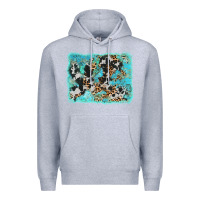 Heather Grey turquoise cowhide leopard background Premium Hoodie - AdoDesignShop