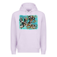 Lilac turquoise cowhide leopard background Premium Hoodie - AdoDesignShop
