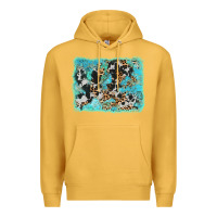 Mustard turquoise cowhide leopard background Premium Hoodie - AdoDesignShop