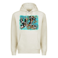 Oatmeal Heather turquoise cowhide leopard background Premium Hoodie - AdoDesignShop