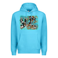 Ocean Blue turquoise cowhide leopard background Premium Hoodie - AdoDesignShop