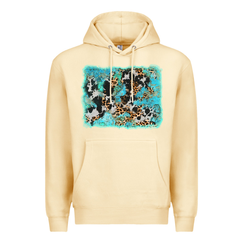 Turquoise Cowhide Leopard Background Premium Hoodie by AdoDesignShop | Teevron