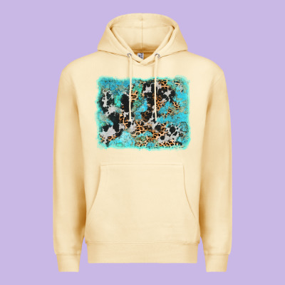 Turquoise Cowhide Leopard Background Premium Hoodie Designed By Adodesignshop