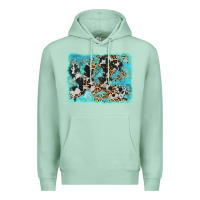 Seafoam turquoise cowhide leopard background Premium Hoodie - AdoDesignShop