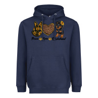 Navy peace love dachshund Heavyweight Hoodie - RanaPortraitStore