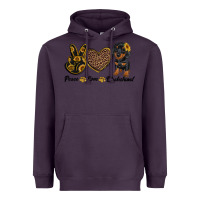 Plum peace love dachshund Heavyweight Hoodie - RanaPortraitStore
