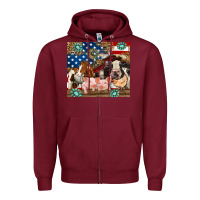Burgundy American farm animals Zipper Hoodie - RanaPortraitStore