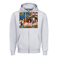 Heather Grey American farm animals Zipper Hoodie - RanaPortraitStore