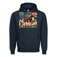 Navy American farm animals Zipper Hoodie - RanaPortraitStore