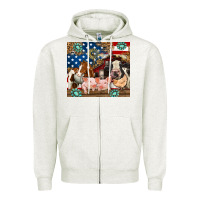 Oatmeal Heather American farm animals Zipper Hoodie - RanaPortraitStore