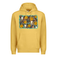 Antique Gold cow skull sunflower background Premium Hoodie - AdoDesignShop