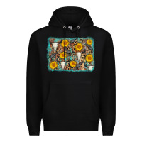 Black cow skull sunflower background Premium Hoodie - AdoDesignShop