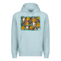 Blue Mist cow skull sunflower background Premium Hoodie - AdoDesignShop