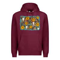 Burgundy cow skull sunflower background Premium Hoodie - AdoDesignShop