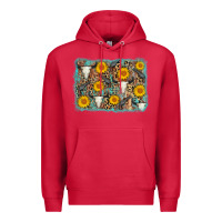 Cardinal cow skull sunflower background Premium Hoodie - AdoDesignShop