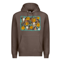 Coffee cow skull sunflower background Premium Hoodie - AdoDesignShop