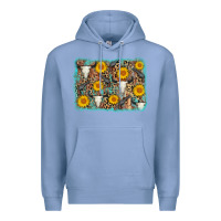 Colony Blue cow skull sunflower background Premium Hoodie - AdoDesignShop