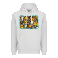 Dove Grey cow skull sunflower background Premium Hoodie - AdoDesignShop