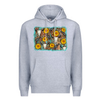 Heather Grey cow skull sunflower background Premium Hoodie - AdoDesignShop