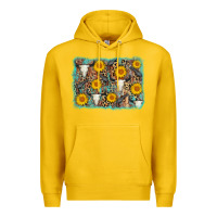 Lemon cow skull sunflower background Premium Hoodie - AdoDesignShop