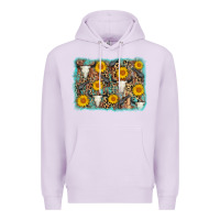 Lilac cow skull sunflower background Premium Hoodie - AdoDesignShop