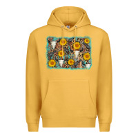 Mustard cow skull sunflower background Premium Hoodie - AdoDesignShop