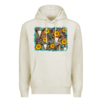 Oatmeal Heather cow skull sunflower background Premium Hoodie - AdoDesignShop