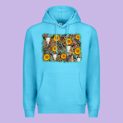 Cow Skull Sunflower Background Premium Hoodie Designed By Adodesignshop