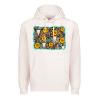 Pale Pink cow skull sunflower background Premium Hoodie - AdoDesignShop