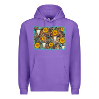 Purple cow skull sunflower background Premium Hoodie - AdoDesignShop