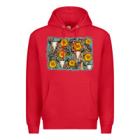 Red cow skull sunflower background Premium Hoodie - AdoDesignShop