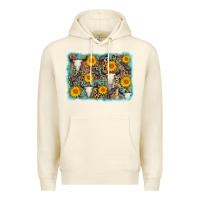 Sandshell cow skull sunflower background Premium Hoodie - AdoDesignShop