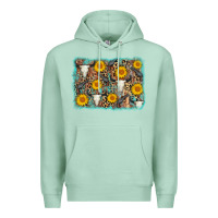 Seafoam cow skull sunflower background Premium Hoodie - AdoDesignShop