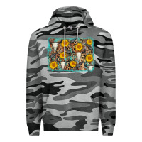 Slate Camo cow skull sunflower background Premium Hoodie - AdoDesignShop