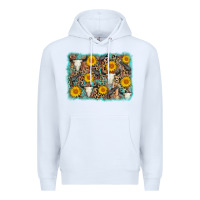 White cow skull sunflower background Premium Hoodie - AdoDesignShop