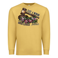 Antique Gold just a woman who loves justice Premium Sweatshirt - SublimationCraftShop