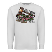 Dove Grey just a woman who loves justice Premium Sweatshirt - SublimationCraftShop