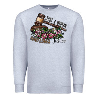 Heather Grey just a woman who loves justice Premium Sweatshirt - SublimationCraftShop