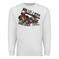 Oatmeal Heather just a woman who loves justice Premium Sweatshirt - SublimationCraftShop