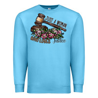 Ocean Blue just a woman who loves justice Premium Sweatshirt - SublimationCraftShop