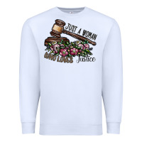 White just a woman who loves justice Premium Sweatshirt - SublimationCraftShop