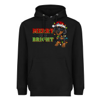 Black merry and bright dachshund Heavyweight Hoodie - RanaPortraitStore
