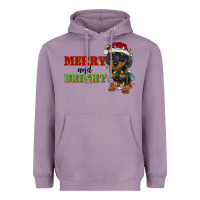 Lavender merry and bright dachshund Heavyweight Hoodie - RanaPortraitStore