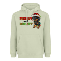 Matcha merry and bright dachshund Heavyweight Hoodie - RanaPortraitStore