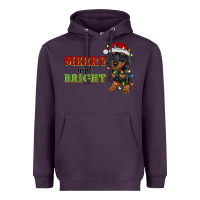 Plum merry and bright dachshund Heavyweight Hoodie - RanaPortraitStore
