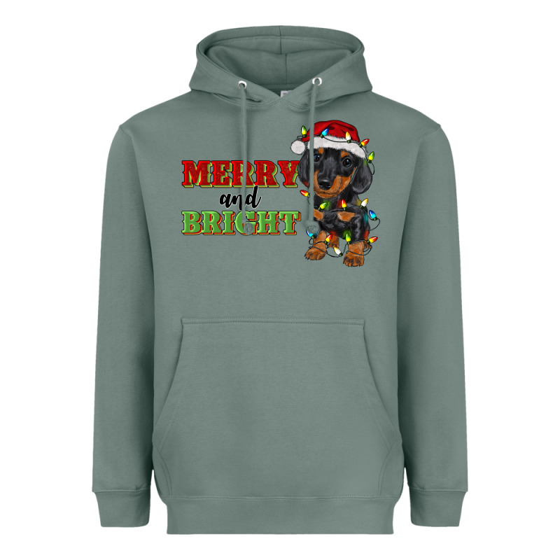Merry And Bright Dachshund Heavyweight Hoodie by RanaPortraitStore | Teevron