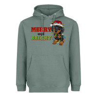 Sage merry and bright dachshund Heavyweight Hoodie - RanaPortraitStore