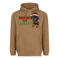 Toasted Coconut merry and bright dachshund Heavyweight Hoodie - RanaPortraitStore