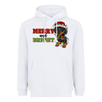 White merry and bright dachshund Heavyweight Hoodie - RanaPortraitStore